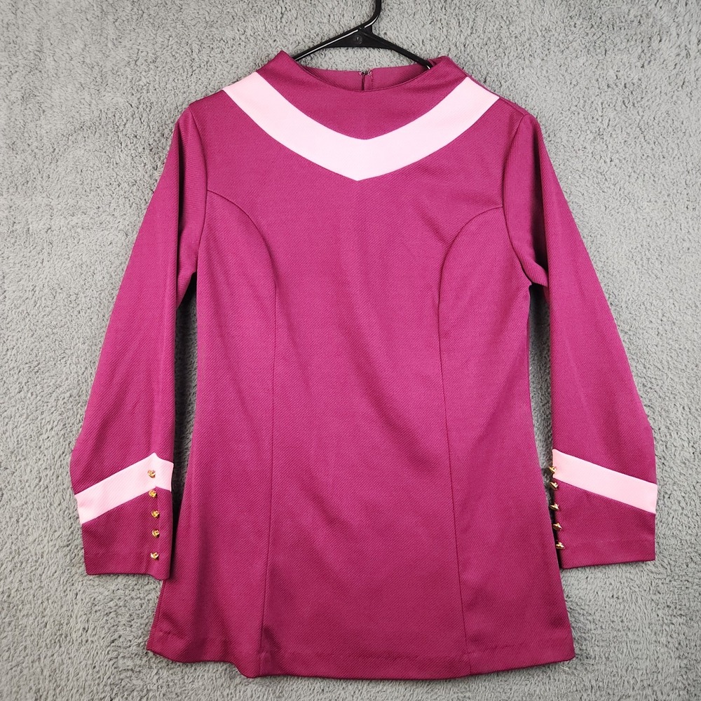 Sears Vintage 60's Magenta/Pink Mid Century Long Sleeve Tunic Women's Medium MOD